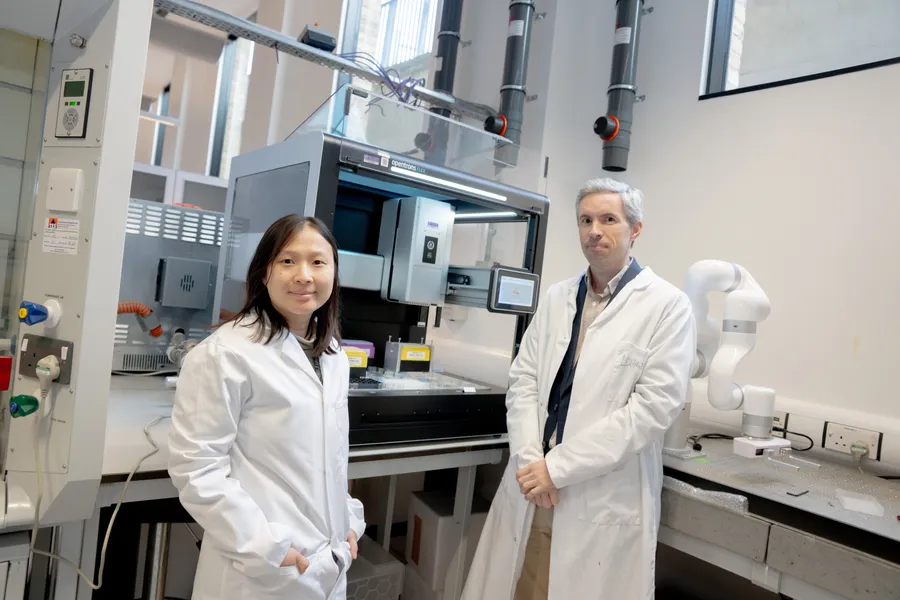 Shijing Sun(left) with Jason Robinson, the DMSM Head of Department(right) pictured in front of Cappy
